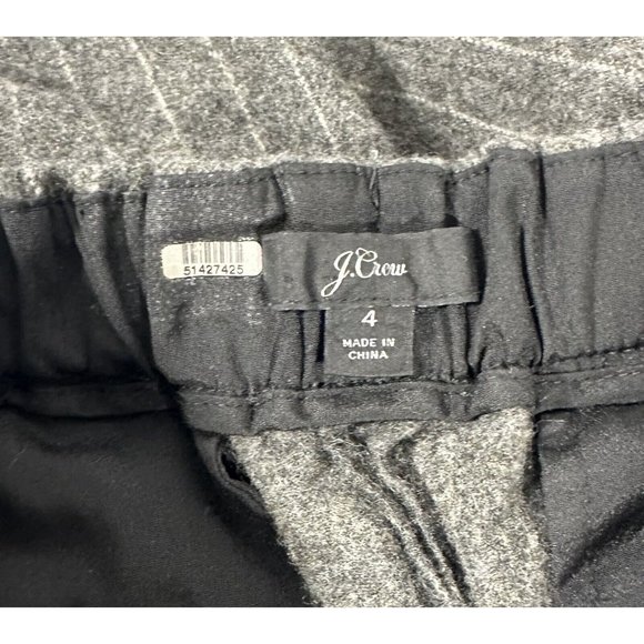 J Crew Wool Trousers Pants Womens Size 4 Grey Pinstripe Career Cropped Pockets - Picture 7 of 10